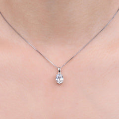 Diamond necklace Oval Silver S925 Pendant Chain Plated