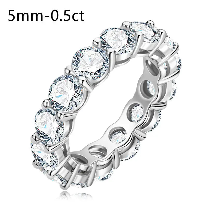 Moissanite rings Eternity Sterling Silver 925 For Women Party Jewelry