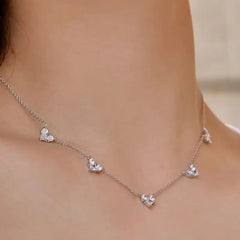 Diamond necklace 925 Silver Heart Radiant Pendant Luxury Jewelry Shiny