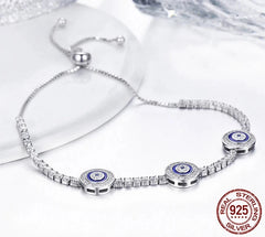 Diamond bracelet Genuine 925 Silver Luxury Blue Clear Crystal Jewelry