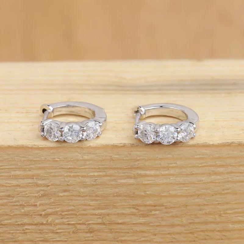 Moissanite Earrings Sterling Silver 925 D-VVS1 Round Classic