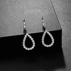 Moissanite Earrings Teardrop Drop S925 Silver Dangle Hanging Fine Jewelry