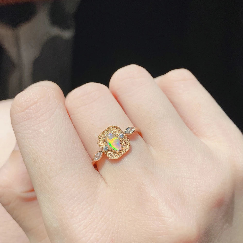 October Birthstone Vintage Luxury Opal Rings For Woman