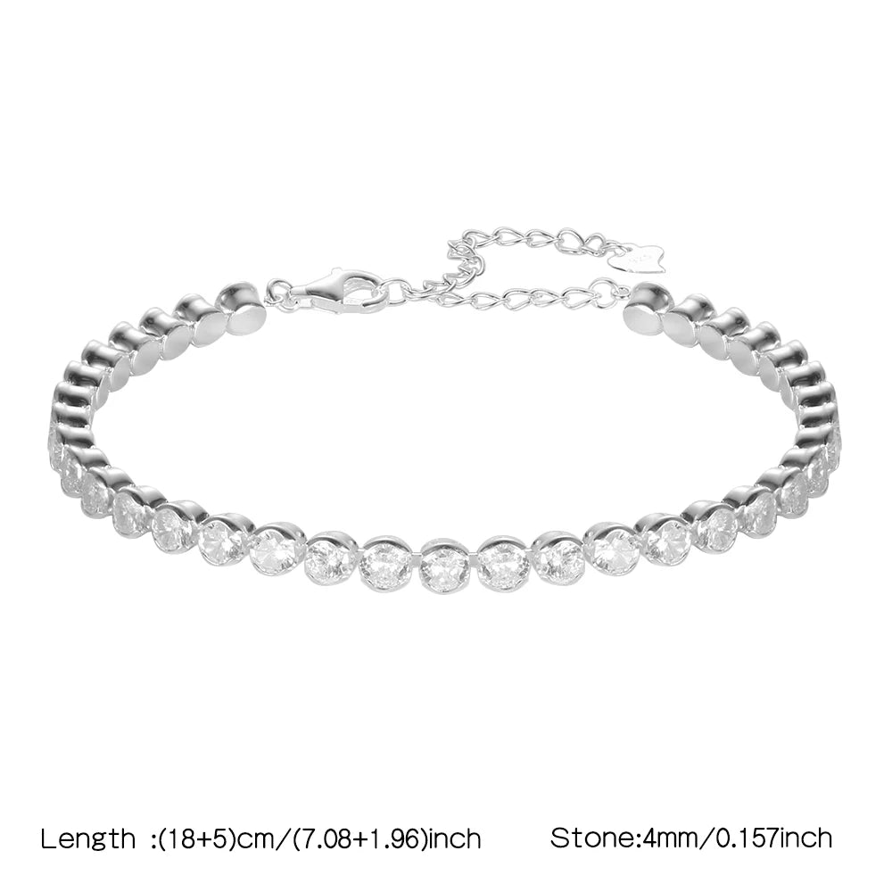 Diamond bracelet 925 Silver Rainbow 2mm Women Fine Jewelry