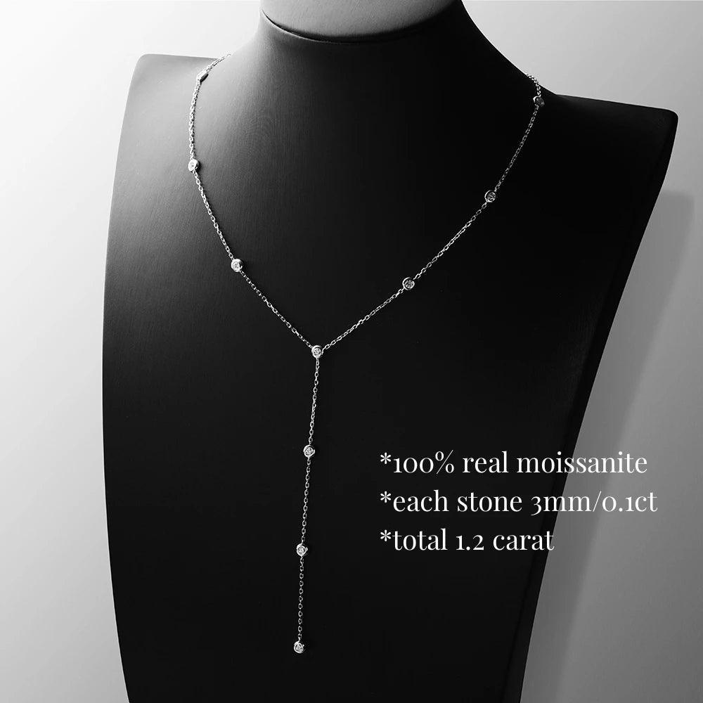 D Color Moissanite Necklace S925 Silver Round Cut Diamond Bubble Neck Chain Jewelry