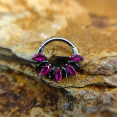 Nose Rings Multicolor Marquise Titanium with Clicker Piercing Jewelry