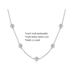 D Color Moissanite Necklace S925 Silver Round Cut Diamond Bubble Neck Chain Jewelry