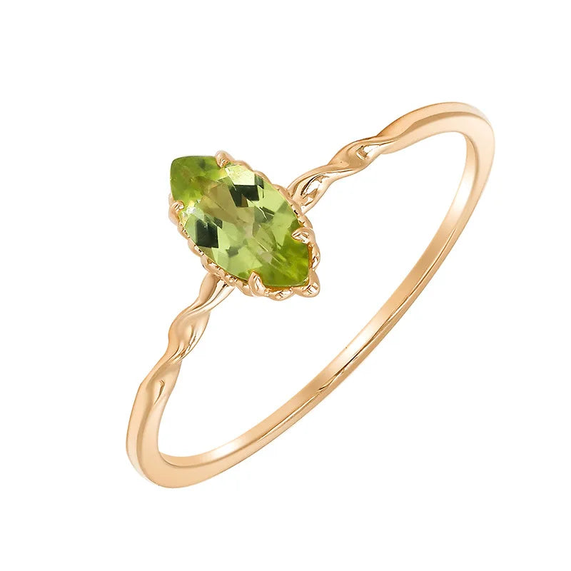 May Birthstone Natrual Ring Gemstone Gold Plated Fine Jewelry