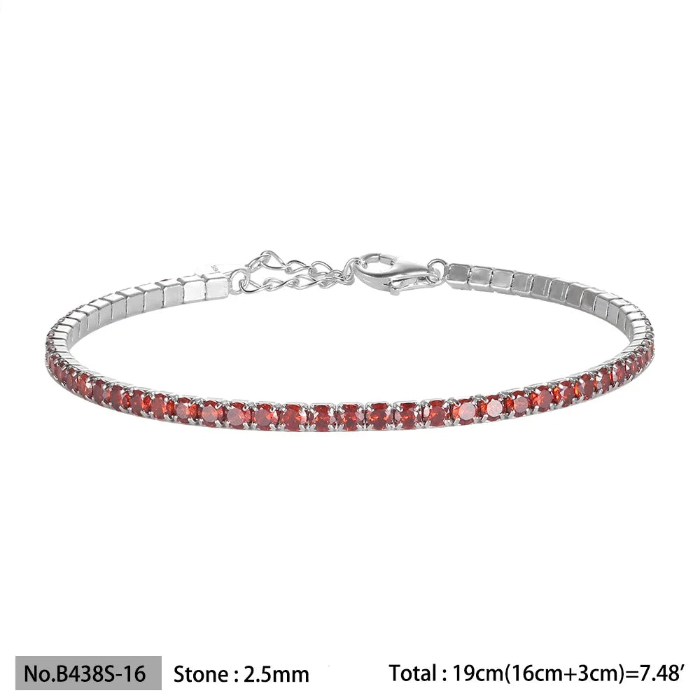 Diamond bracelet 925 Silver Rainbow 2mm Women Fine Jewelry