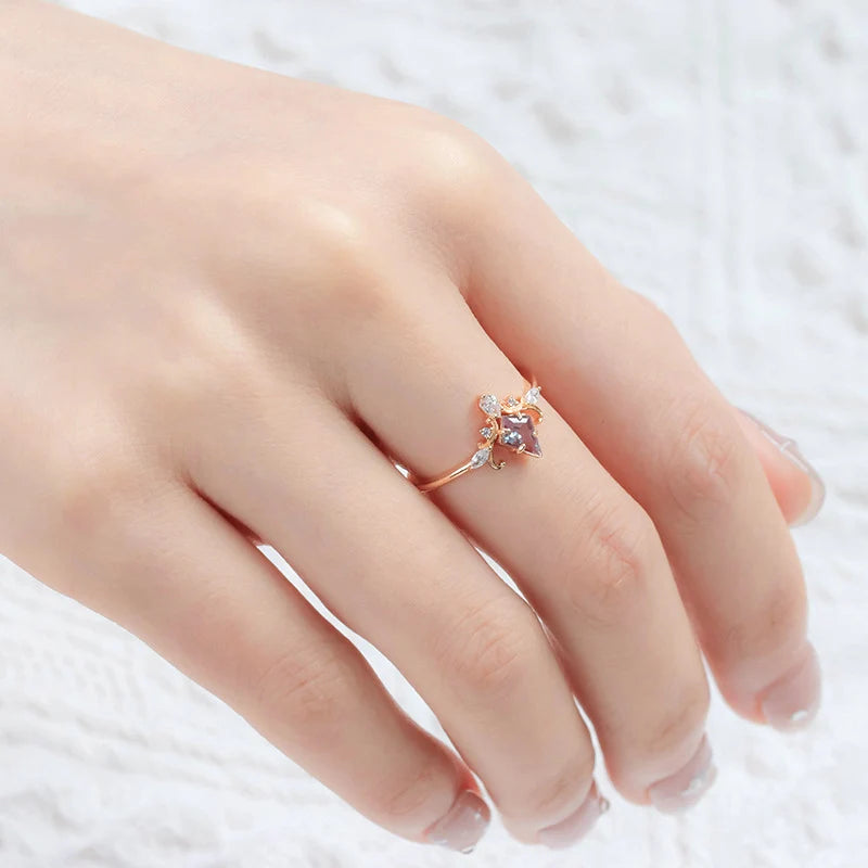 July Birthstone Ring Gemstone Elegant Rose Gold Plated Jewelry