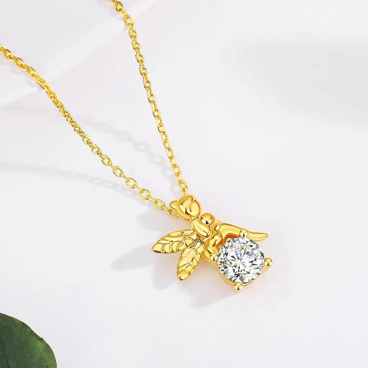 Gold Necklace 18K Women 6.5mm 1.0ct Moissanite Pendant With Jewelry High