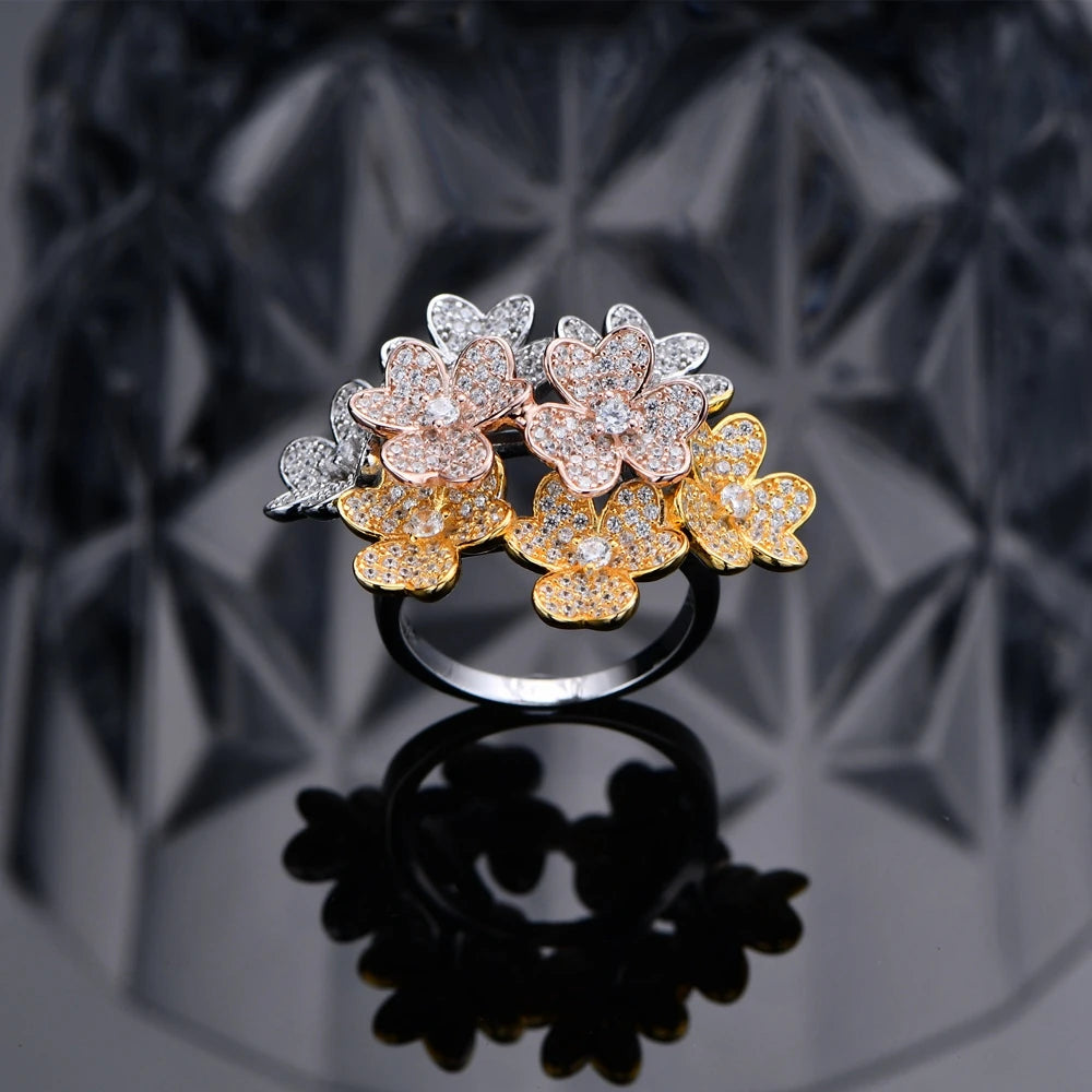 Diamond Ring Luxury Flowers Gemstone Fine Jewelry