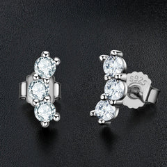 Gold Earrings D Color Stud Crawler 14K Gold Plated 925 Silver Jewelry