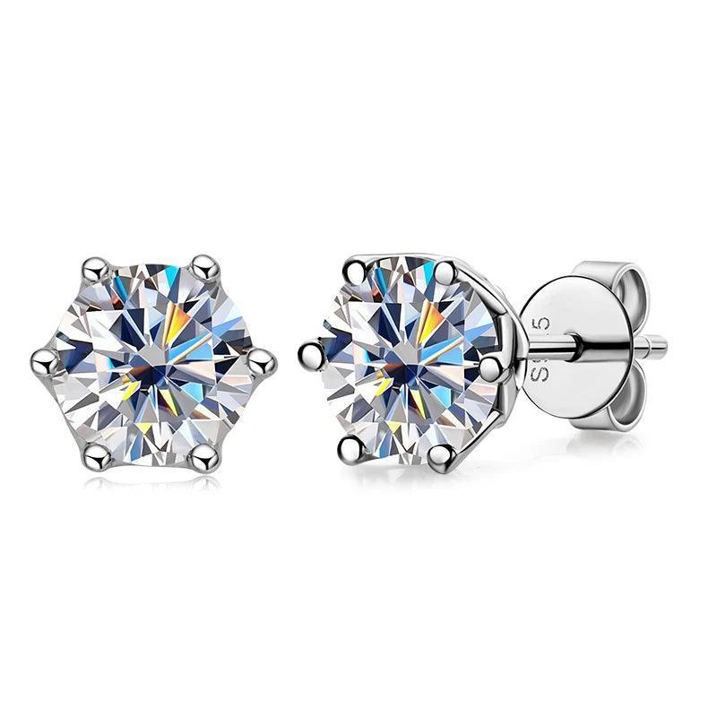 Moissanite Earrings Morden Stud 925 Sterling Silver Black Jewelry