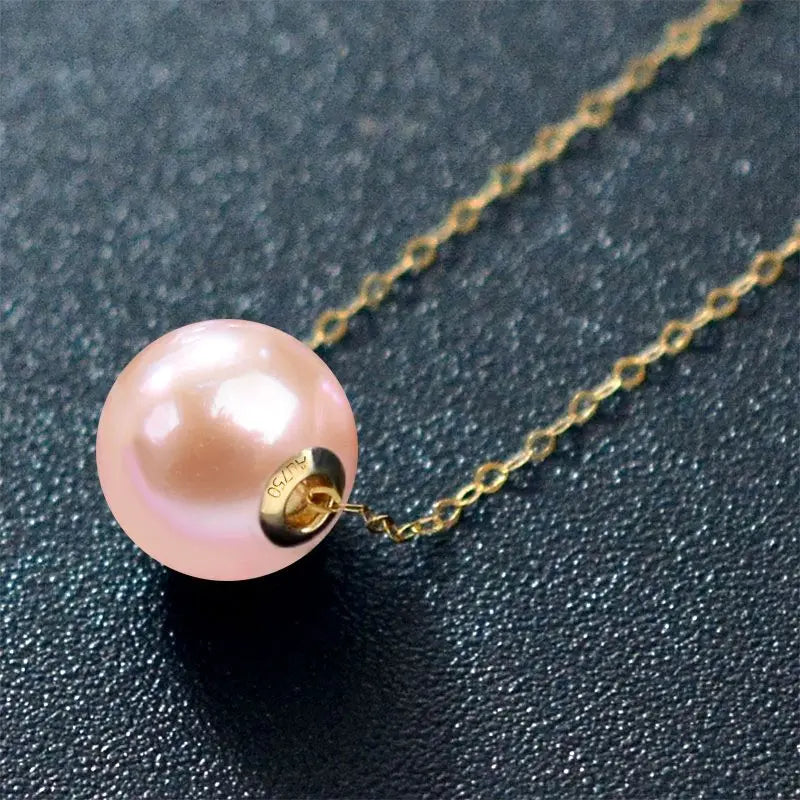 Pearl Necklace 18K Gold Pendant Natural  Fine Jewelry Party For Women