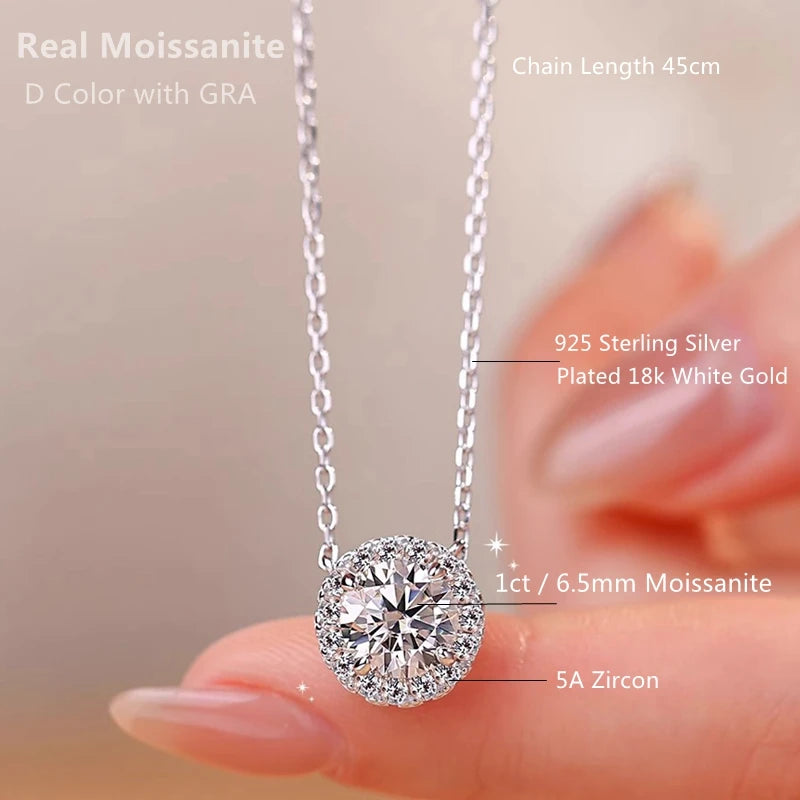 Moissanite Luxury Sparkling Diamond Necklaces Pendant Jewelry