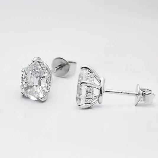 Pear Cut Moissanite Earring Solid 925 Sterling Silver Stud