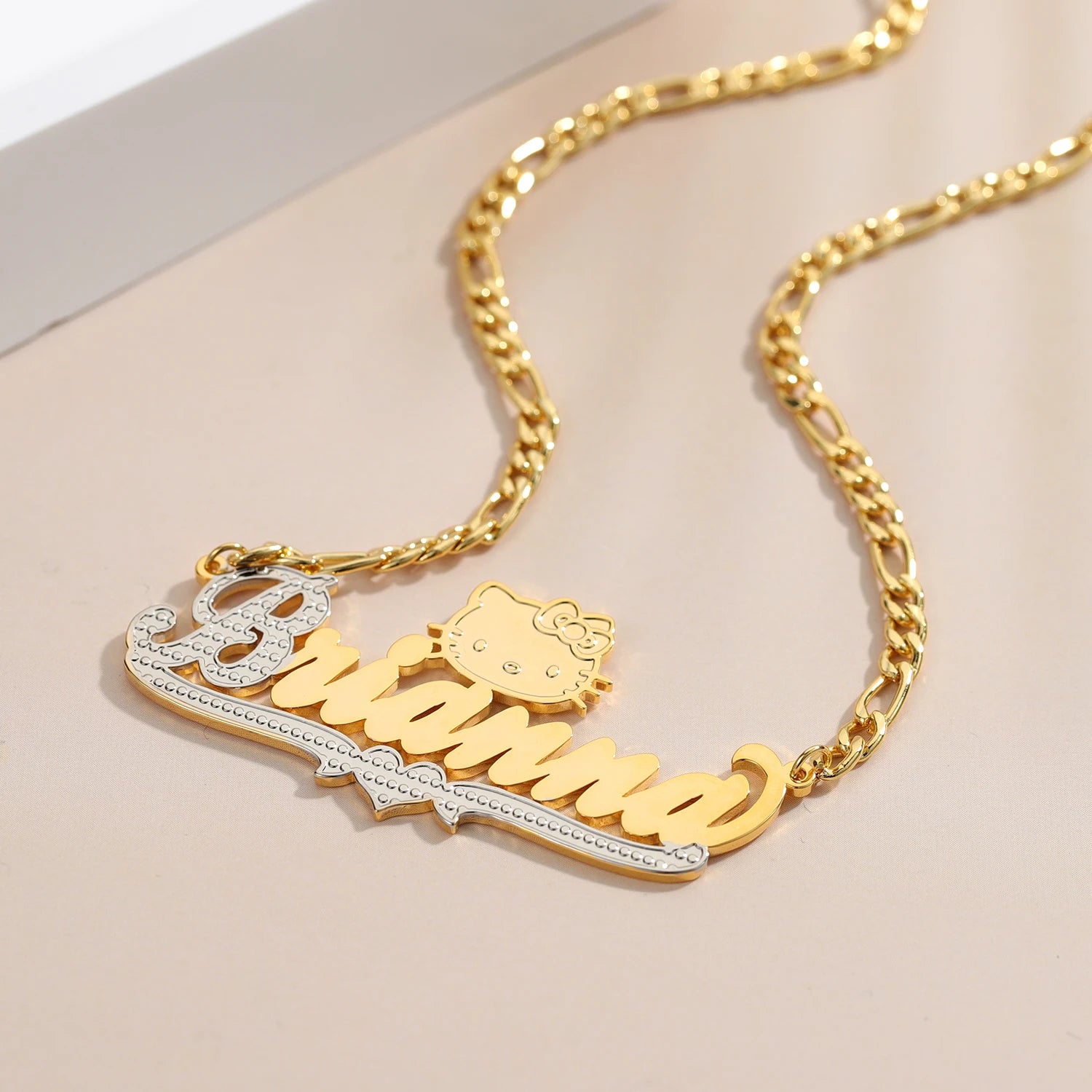 Name Necklace Customized Two Tone 14K Gold Plated