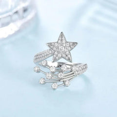 Moissanite Rings Star Sparkling S925 Sterling Silver Plated