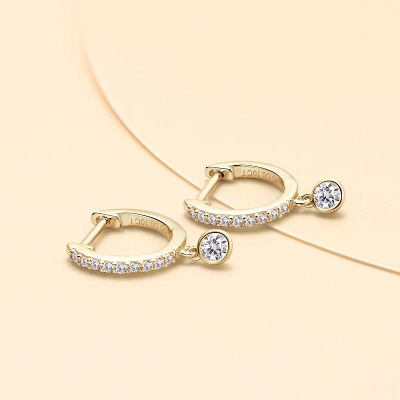 Moissanite Earrings D Color VVS1 Hoops 925 Silver Jewelry