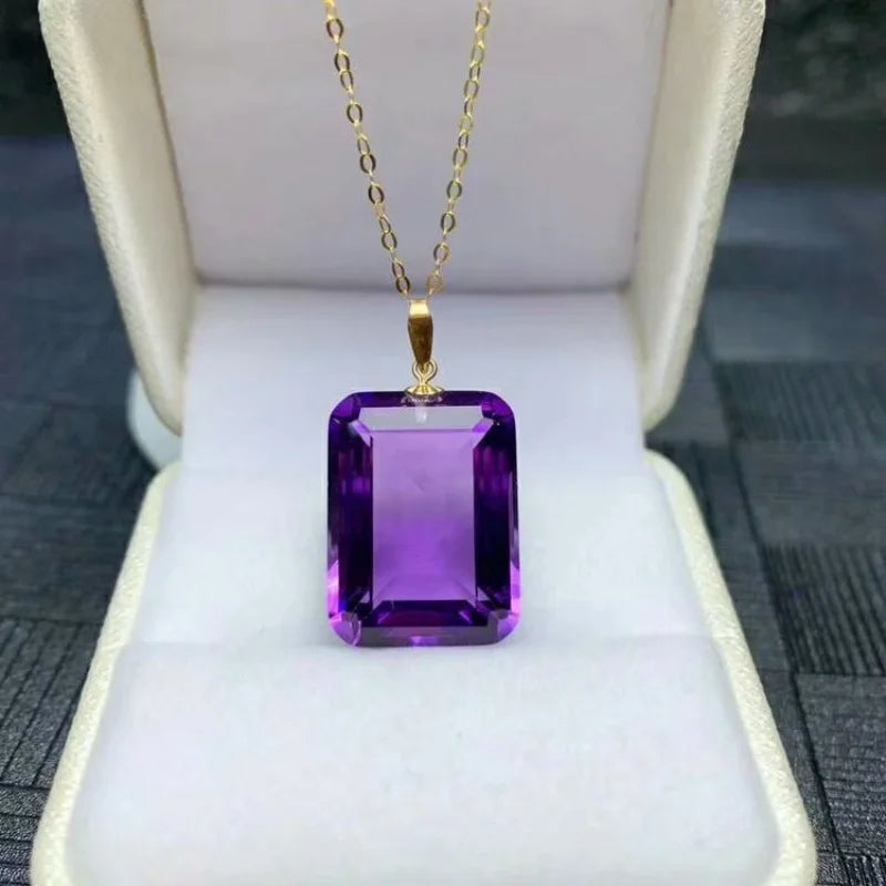 February birthstone 18K Gold Pendant Necklace Classic Luxury Jewelry