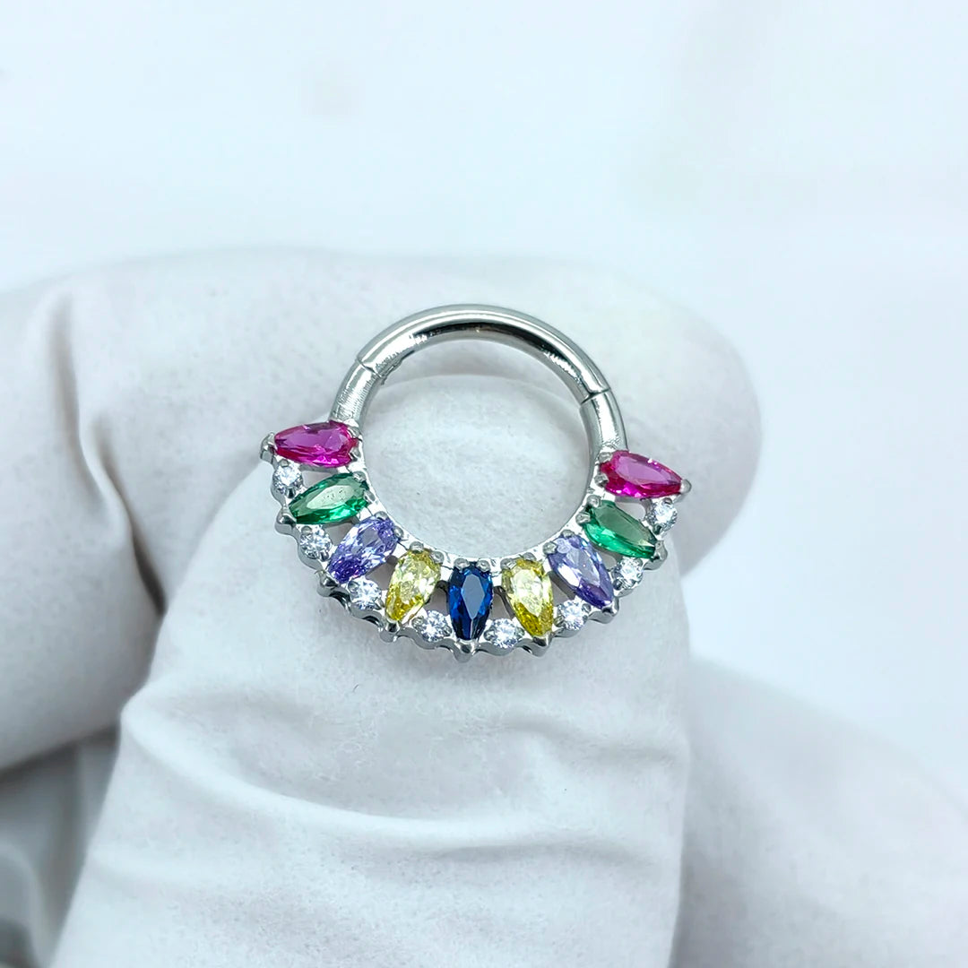 Nose Ring Titanium Drop-Shaped Colorful Segment Hoop Piercing Jewelry