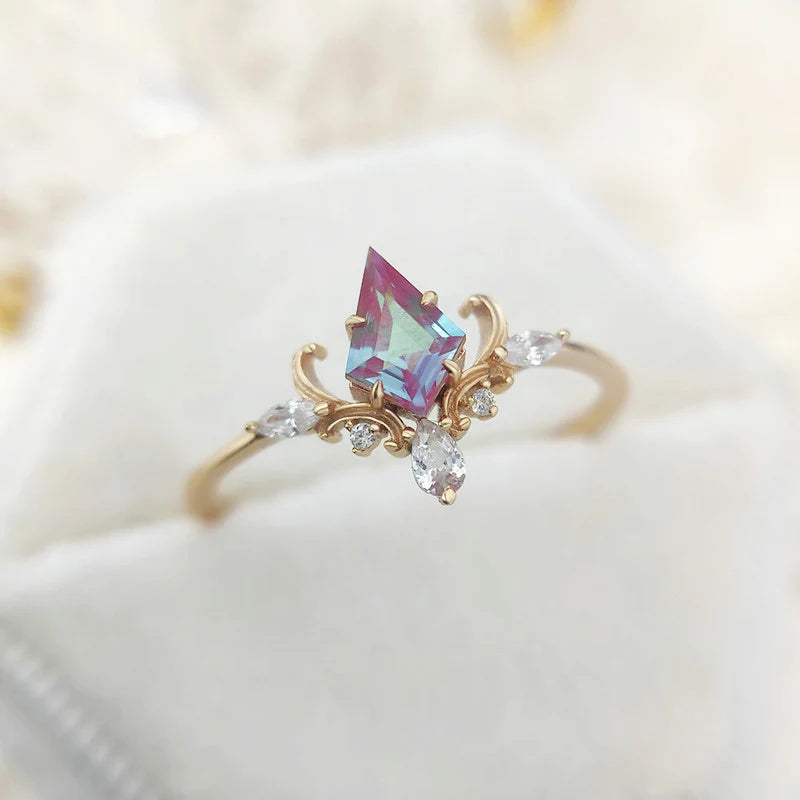 July Birthstone Ring Gemstone Elegant Rose Gold Plated Jewelry