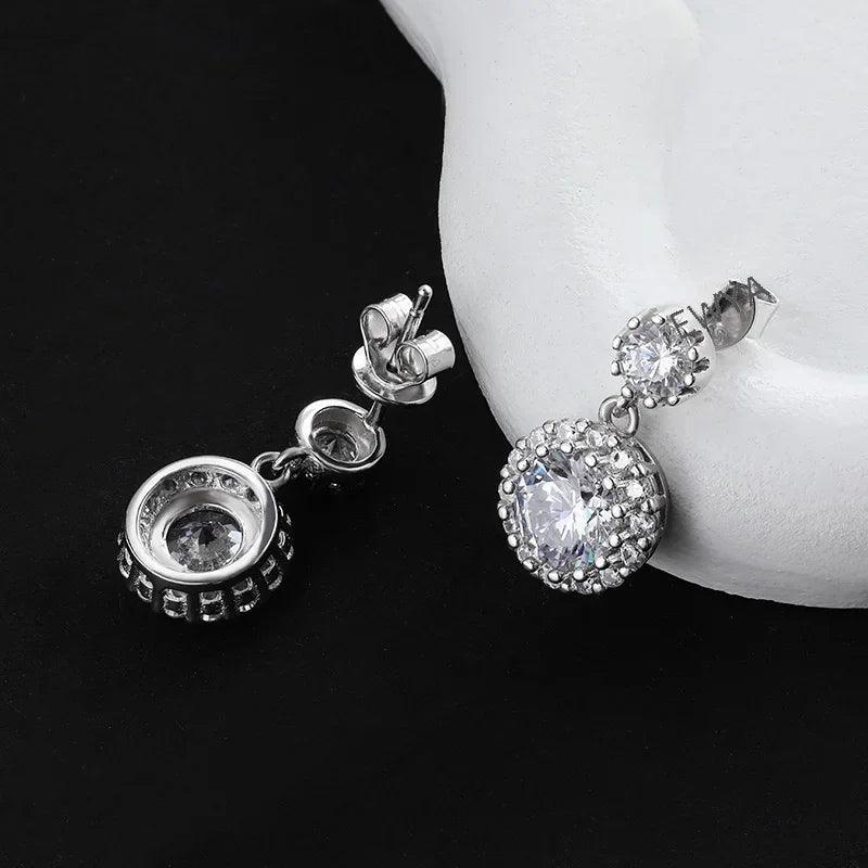 Moissanite Earrings Drop Fine Jewelry S925 Sterling Silver