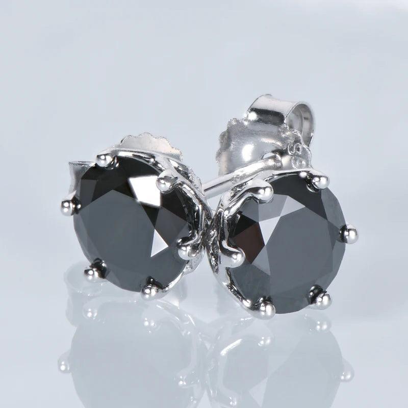 Moissanite Earrings Morden Stud 925 Sterling Silver Black Jewelry