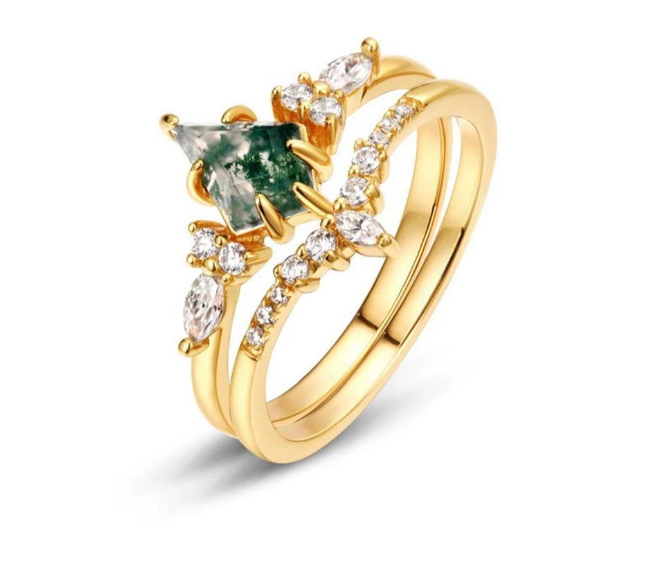 August Birthstone Natural Agate Ring For Woman Gold Plated Jewelry