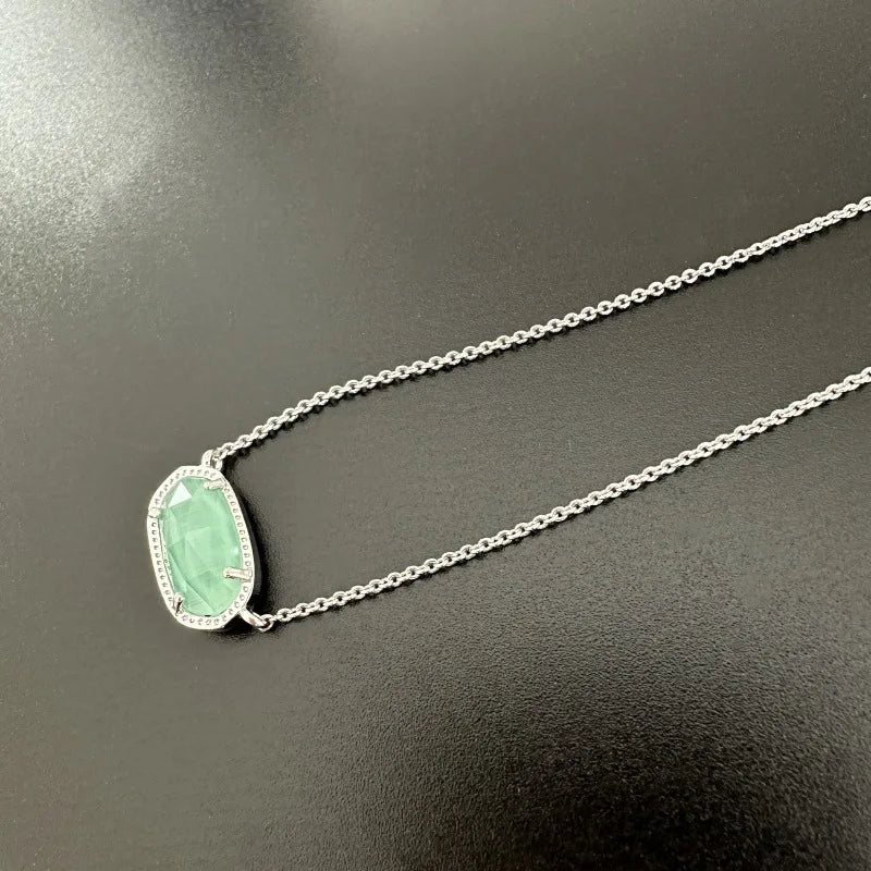 August Birthstone Green Gemstone Pendant Necklace Fashion Jewelry