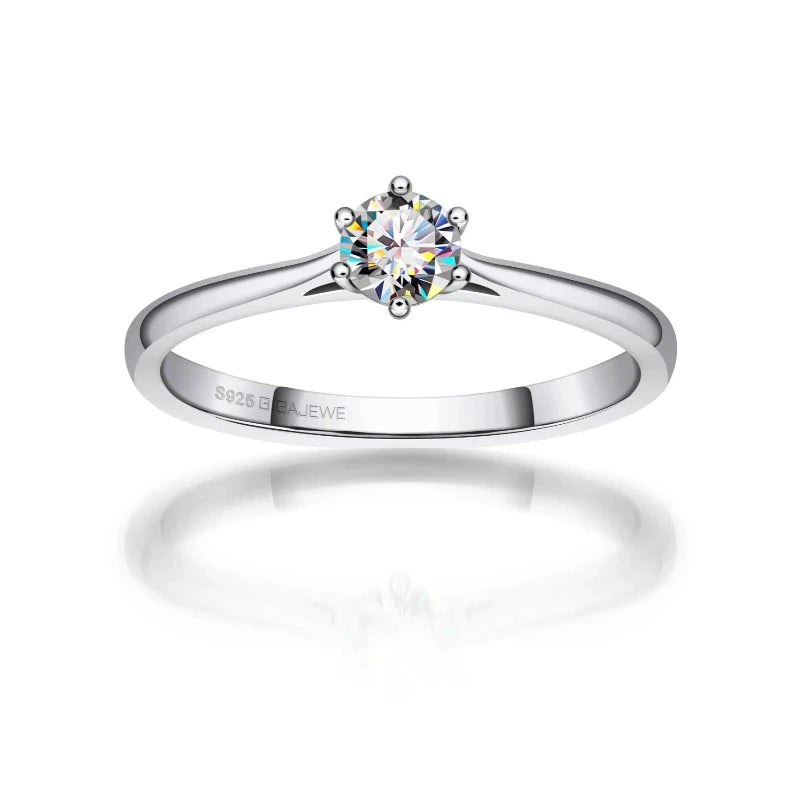 Moissanite rings Round Cut D VVS1 0.3ct 925 Silver
