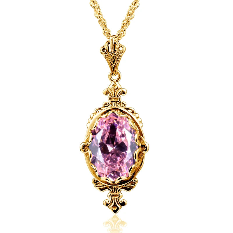 October Birthstone Solid Necklace Pendant Stone Vintage Jewelry