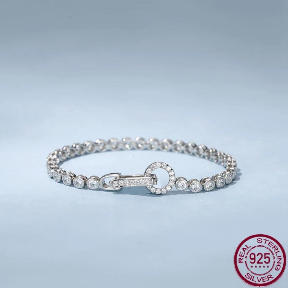 Tennis bracelet Zircon 925 Silver Chain Boutique Fashion Jewelry
