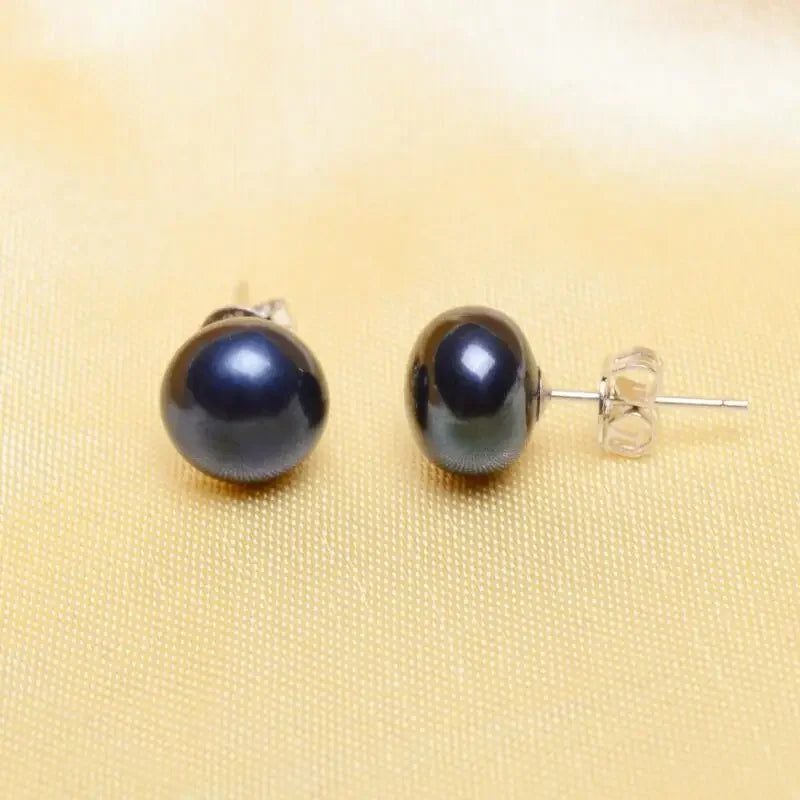 Pearl Stud Earrings For Women Black Natural Pearl Jewelry