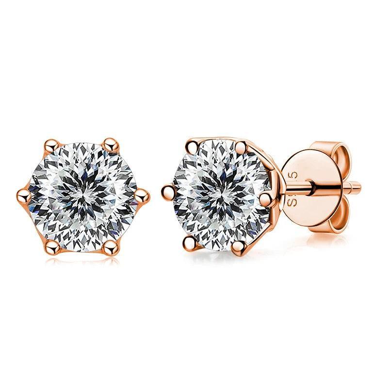 Moissanite Earrings S925 Sterling Silver Rose Gold Plated Jewelry