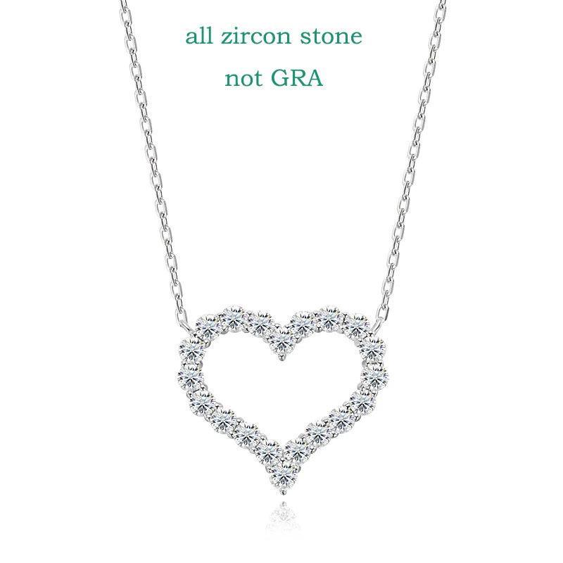 Smyoue Pass Moissanite Heart Necklace S925 Silver Plated Diamonds