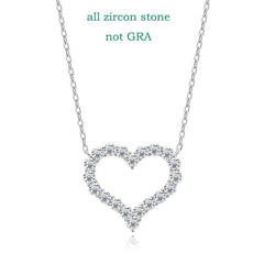 Smyoue Pass Moissanite Heart Necklace S925 Silver Plated Diamonds