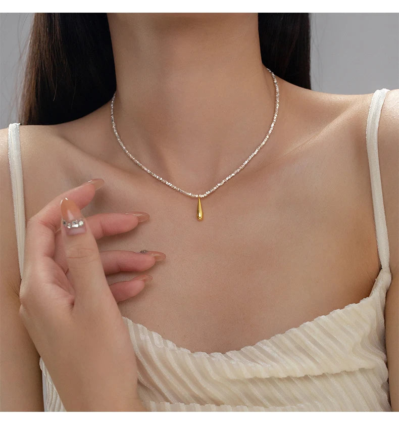 Fashion Necklace Classic Gold Color Water Drop Pendant Fine Jewelry