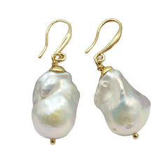 Keshi Hook White Cultured Pearl Earrings for Women