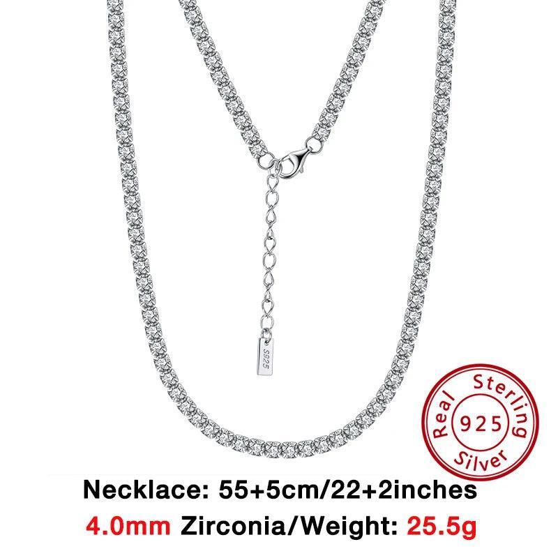 Jewels Solid 925 Sterling Silver Choker Chain Round Tennis Chain Necklace Jewelry 