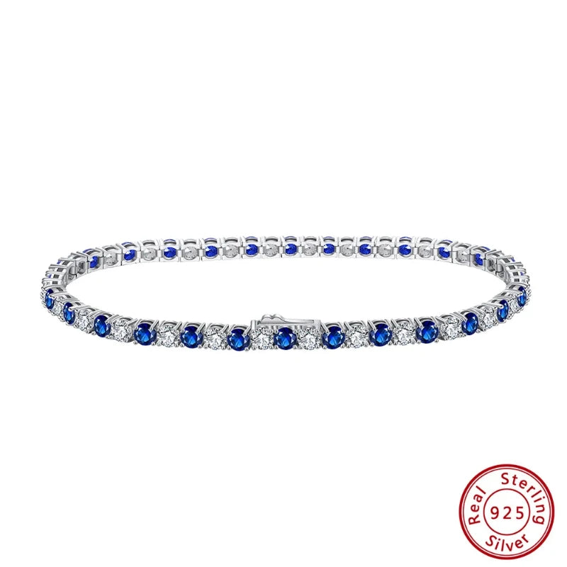 Tennis Bracelet Vintage Sapphire Cubic Zirconia Fashion Chain Jewelry
