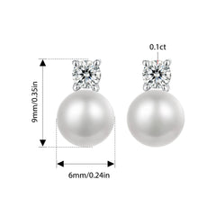 Moissanite Pearl Earrings Natural Freshwater Drop Diamond Jewelry