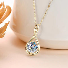 18K Gold Solitaire 2ct Moissanite Infinity Pendant Necklace 925 Sterling Silver Diamond