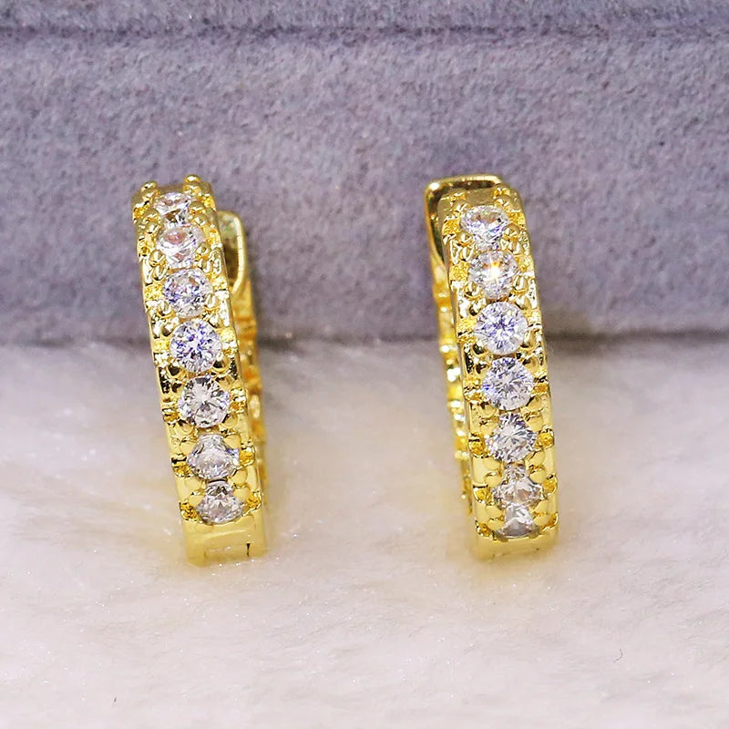 Diamond Earrings Gold Geometric Round Silver Plated Party Jewelry