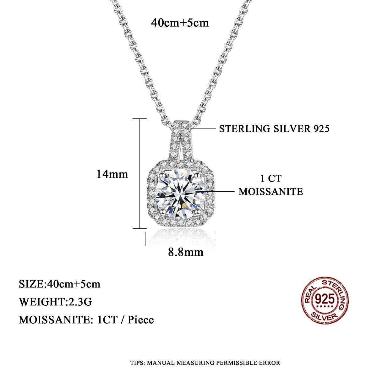 Moissanite Necklace With Pave Link Chain Squre Pendants Luxury Jewellery