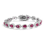 Luxury S925 Sterling Silver Full Ruby Tennis Bracelet Fine Jewelry Gemstones