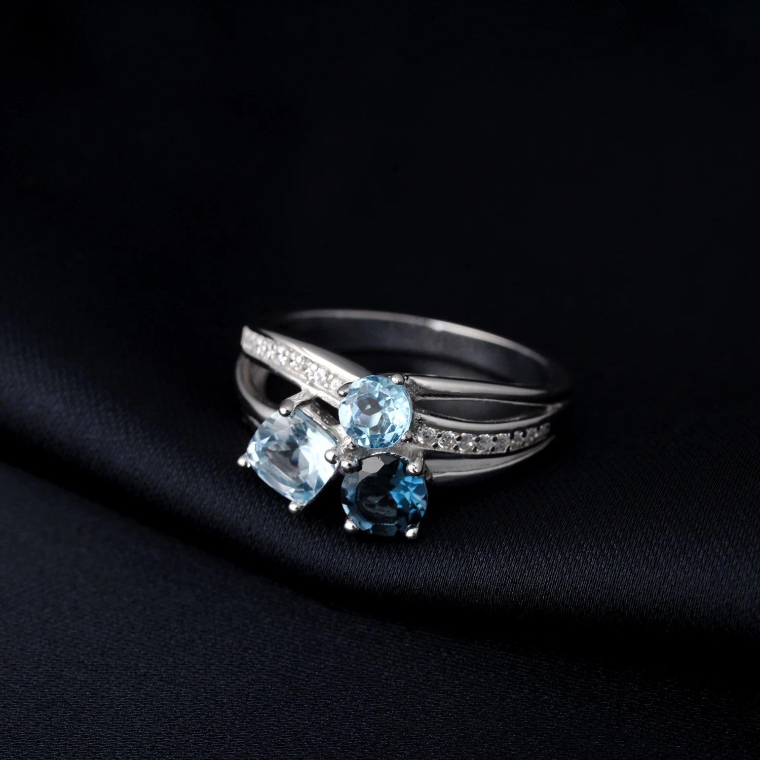 December Birthstone Genuine Natural Swiss Blue Luxury Ring Jewelry