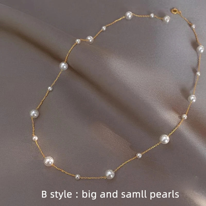 Pearl necklace 18K Gold Natural Au750 Fine Jewelry