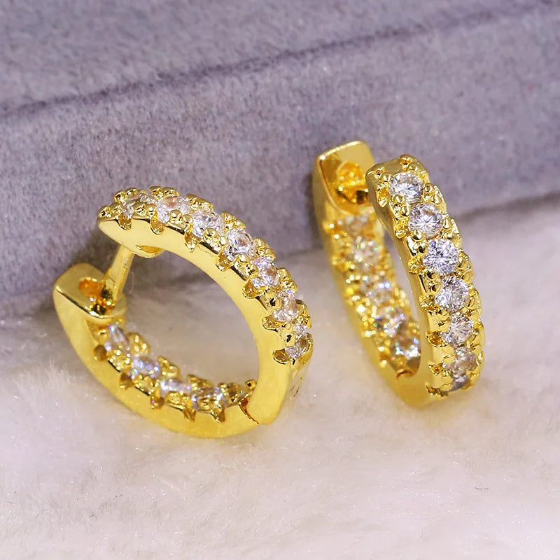 Diamond Earrings Gold Geometric Round Silver Plated Party Jewelry